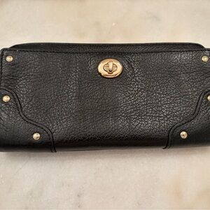 Used, leather Mercer black Coach accordion wallet